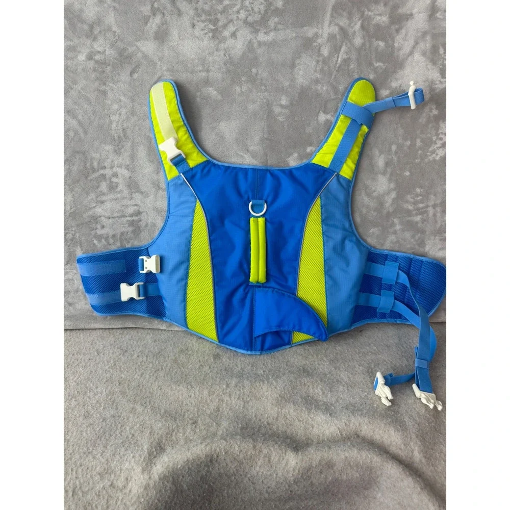 International Pet Supplies Shark Fin Dog Life Jacket Blue Lime Green Large LG